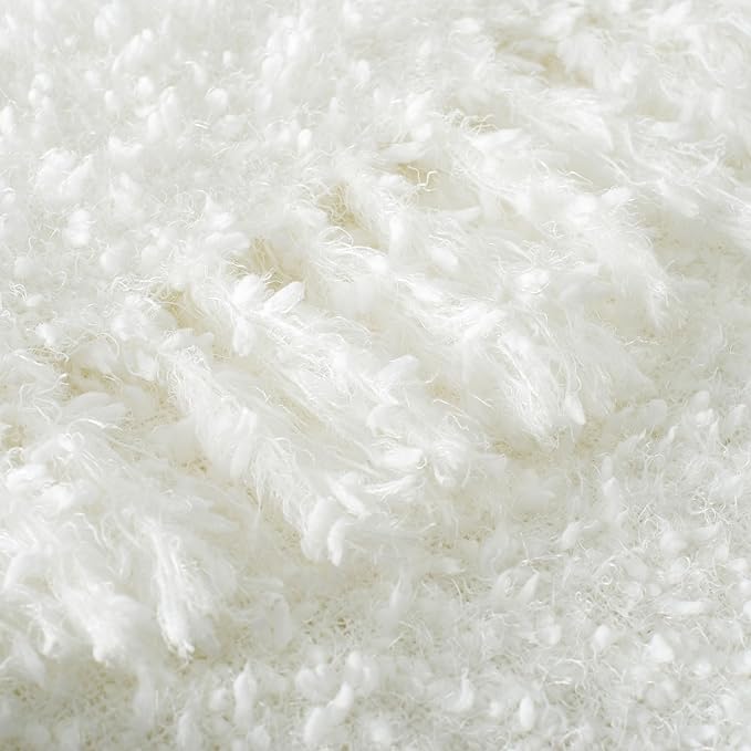 Winter Knit Throw Blanket Fluffy Fuzzy Soft Lightweight Cozy Farmhouse Tassels Chunky Knitted Throws for Couch Sofa Bed (White, 60"x80")