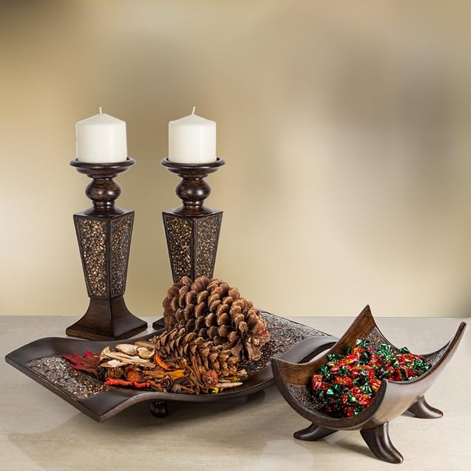 Creative Scents Schonwerk Brown Centerpiece Home Decor Crackled Mosaic Design, Table Decorations for Dining/Living Room/Coffee Table Decor - Best Wedding