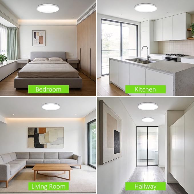1Pack LED Flush Mount Ceiling Light, 7 Inch 1500LM 15W Thin Round Ceiling Light Fixture, 3000k/4000k/6500k 3 Color Adjustable Ceiling Lamp for Bathroom,Closet,Hallway(White)