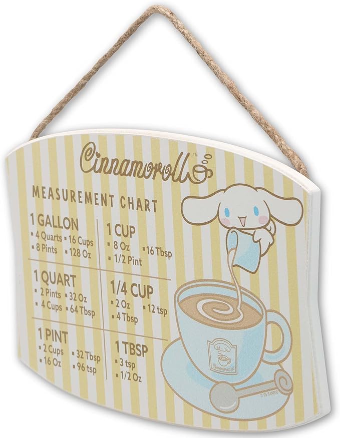 Cinnamoroll Hanging Wood Measurement Sign - Fun Cinnamoroll Kitchen Conversion Chart for Home