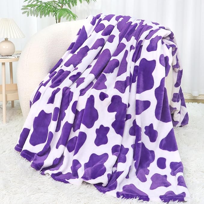 Purple Fleece Blanket Queen/Full Size, Extra Large Cozy Soft Lavender Bed Throw Blankets for Bedroom Livingroom 90x90inch