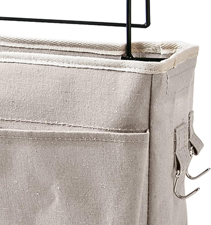 Bedside Caddy,Hanging Bed Organizer Storage Bag Pocket for Dorm Rooms Bed Rails Nightstand Hanging Bag,Cotton Linen Bedside Storage Pocket Organizer Basket for Bunk Bed Dorm Rooms(White)