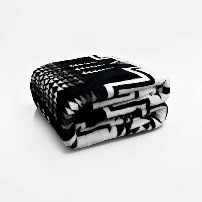 Fleece Blanket King - 104x90 Inch Lightweight & Buttery-Soft Throw for Bed, Sofa, Camping | 300GSM Cloud-Touch Microfiber | Cozy Essentials for Travel & Movie Nights, (Boho Black White)