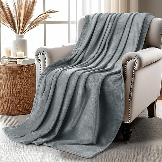 Utopia Bedding Cool Grey Fleece Blanket Throw Size Lightweight Fuzzy Soft Anti-Static Microfiber Bed Blanket (60x50 Inch)