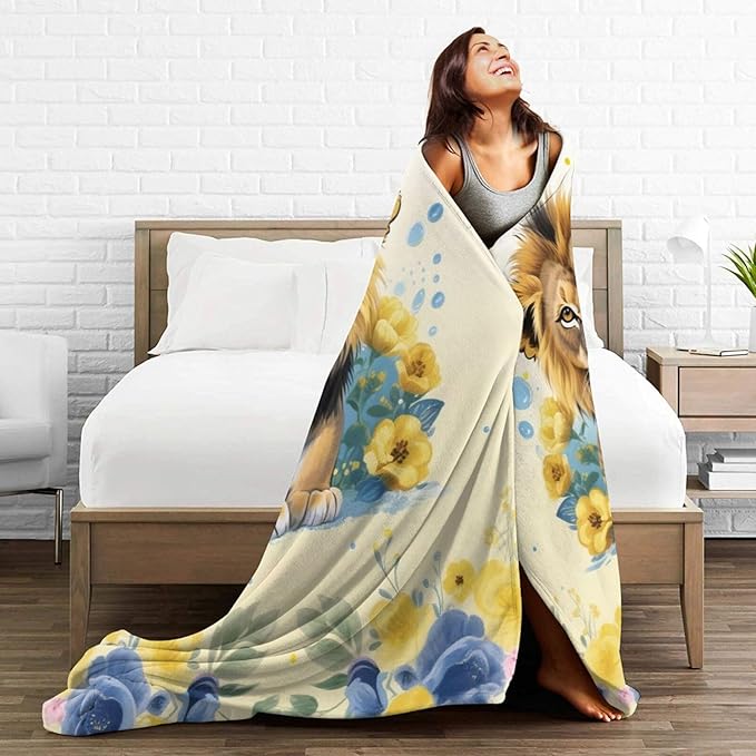 Lion Throw Blanket - Soft Plush Fleece Animal Blankets- Cozy Lion Stuff Gifts for Women Girls Kids 60"X80"