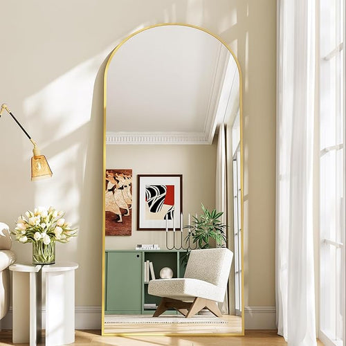 26x71 Inch Full Body Mirror - Large Arched Full Length Mirror with Stand Aluminum Frame Wall Mounted Leaning for Bedroom Living Room