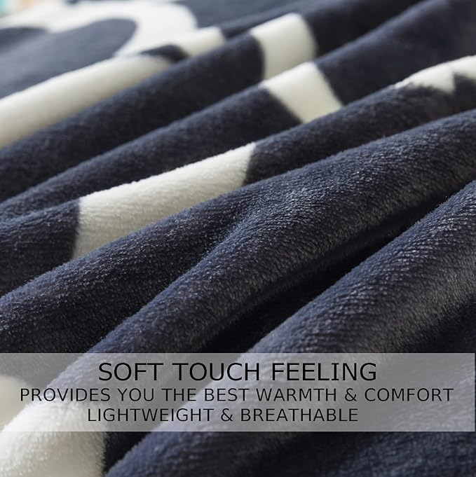 Gray Pattern Throw Blanket, 50x60 Inches Travel Size Microfiber Soft Cozy Fluffy Warm Hand Made Throw Blankets for Couch, Sofa, Chair, Bed, Camping, Picnic,Grey and White