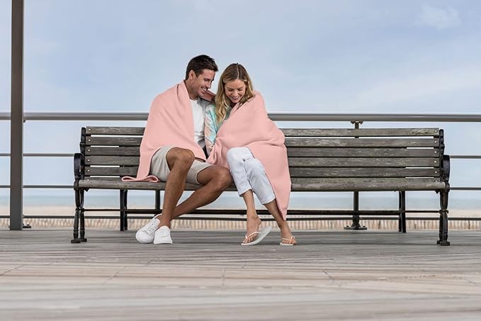 MV Sport Lightweight Sweatshirt Blanket Throw – Warm & Cozy, Breathable Oversized Fleece Knit, Couch, Bed, Travel, Cold Nights, and Outdoors – Soft Light Weight Blanket 54" x 84" Cameo Pink