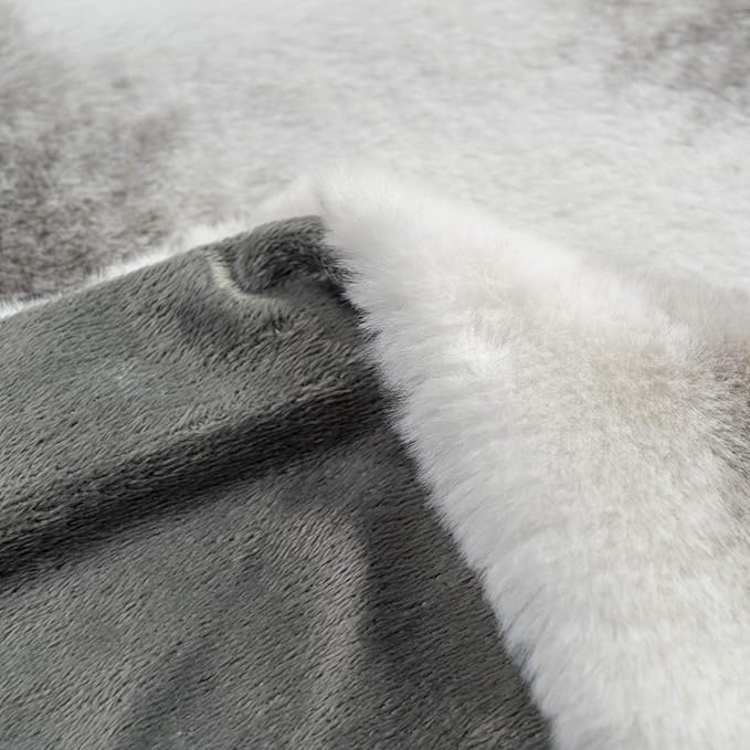 Super Soft Faux Fur Throw Blanket- Royal Luxury Cozy Plush Blanket use for Couch Sofa Bed Chair, Reversible Fuzzy Faux Fur Velvet Blanket 50 Inch x 60 Inch (Grey Stripe)