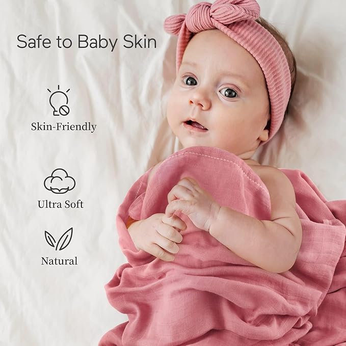 Momcozy Muslin Swaddle Blankets, 4-Pack Breathable and Skin-Friendly Receiving Blankets, Swaddle Blanket Shower Gifts & Baby Registry Essentials, Large 47"x47", Soft Pastels