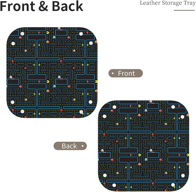 Retro Video Game Pattern Leather Vanity Tray Desktop Storage Organizer, Decorative Catchall Perfume Tray, Bathroom Valet Tray,Nightstand Caddy Holder for Keys Phone Wallet Coin Jewelry, S