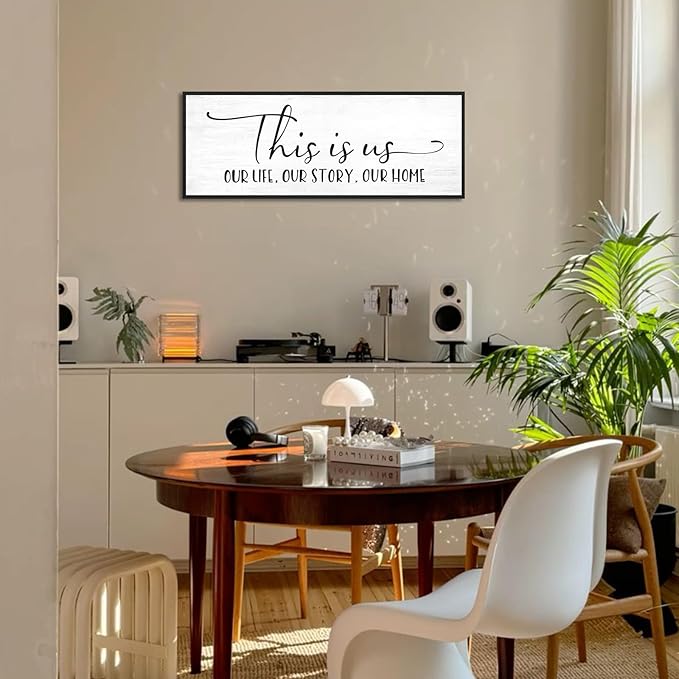This Is Us Signs 40''x15'' Family Wall Decor for Living Room, Farmhouse Home Decor Wall Entryway Quotes Framed Hanging Bedroom Decorative Plaques Art