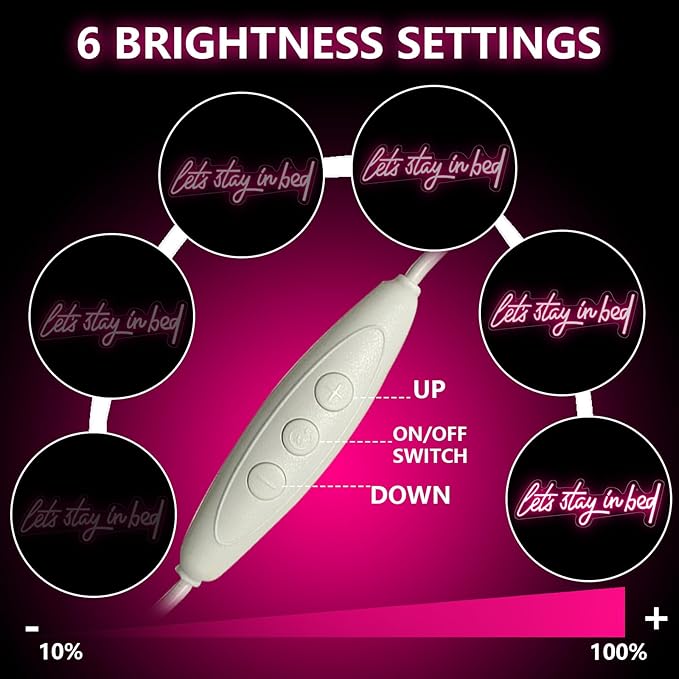Let's Stay in Bed Neon Sign,Let's Stay in Bed Led Signs Wall Decor for Bedroom,Above Bed Wall Decor,Pink led Neon Sign for Family Couple Girls Bedroom Dedside Wall Decoration