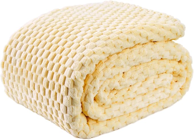 FY FIBER HOUSE Oversized King Blanket 120" x120" Seamless Extra Large Bed Blanket 10' x 10' Super Soft Plush Fuzzy Huge Blankets for Couch Office Sofa, Light Yellow