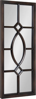 Kate and Laurel Cassat Window Wall Accent Mirror, 13" x 30", Dark Bronze, Rustic Windowpane Inspired Wall Decor