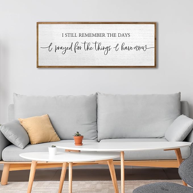 I Still Remember The Days I Prayed Sign Wall Decor 40''×15'' Rustic Large Wooden Framed For Family Living Room Vintage Farmhouse Inspirational Home Wall Art Hanging Decoration (Wood)