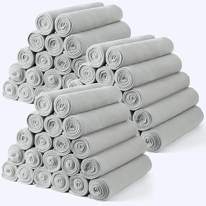60PCS Gray Fleece Blankets Bulk 50 X 60, Soft Lightweight Throw Blankets Kit Cozy Blankets Bulk for Bed Sofa Couch Warm Pet Fleece Blankets Set for Wedding Homeless Home Office Travel Gift for Seasons