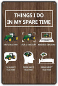 QIONGQI Things I Do in My Spare Time Tractors Metal Tin Sign Wall Decor Farm Tractor Driver Art Signs for Home Decor Gifts