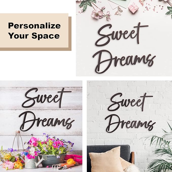Vivegate Sweet Dreams Metal Sign Wall Art Decor - 35"X8" Black Modern Sweet Dreams Farmhouse Signs for Hanging Above Bed Wall Decor for Bedroom