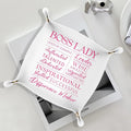 Boss Lady Gifts Leather Jewelry Valet Tray, Best Boss Gifts for Women PU Leather Catchall Beside Caddy Nightstand Organizer Tray for Jewelry Rings Watches Keys and Accessories, 7.8x7.8inch