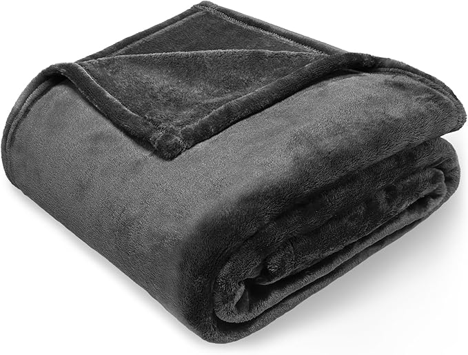 Lukeight Fleece Throw Blanket, Luxury Cozy Fuzzy Lightweight Soft Blankets for Sofa Couch Bed Car Travel and Camping (Grey, 50x60 Inches)