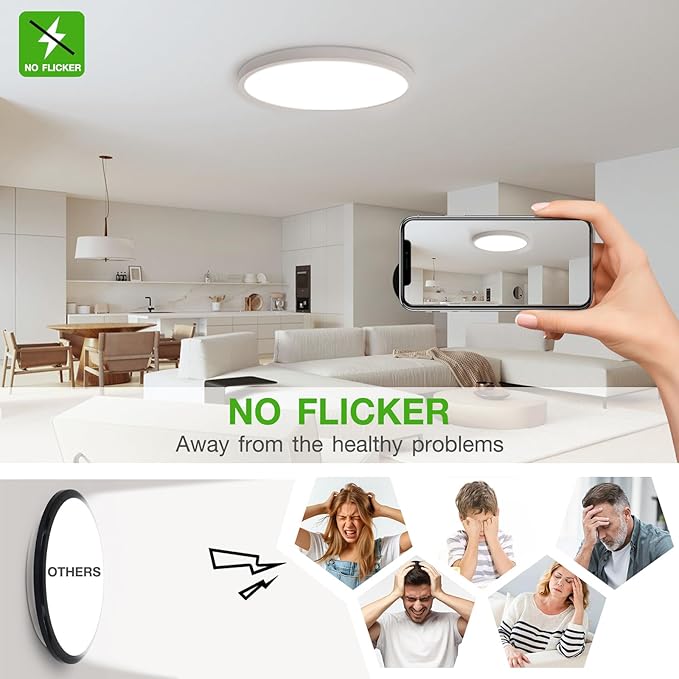 4Pack 15.8Inch LED Flush Mount Ceiling Light Fixture,32W 3200LM,Dimmable CCT 3000K/4000K/5000K,Round Flat Panel Light for Bedroom,0.7Inch Thin Modern Low Profile Ceiling Lights for Hallway,Kitchen
