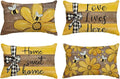 AVOIN colorlife Spring Home Sweet Home Bee Sunflower Throw Pillow Covers, 12 x 20 Inch Love Lives Here Summer Stripes Polka Dots Cushion Case for Sofa Couch Set of 4