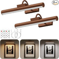 Picture Light Battery Operated, 13in Wireless Art Light for Paintings, Dimmable 5000mAh Recharging Battery Picture Light with Remote Control for Wall, Gallery Dartboard (Orange Copper -2Pack)