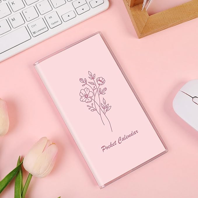 Pocket Calendar 2026-2027, Pocket Planner 2026-3.7" x 6.7" - Runs from January 2026 Until December 2027, Monthly Planner 2026-2027 with PVC Cover for Planning, Pink