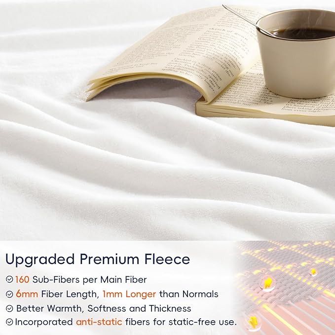 PHF Ultra Soft Fleece Blanket Twin Size, No Shed No Pilling Luxury Plush Cozy 300GSM Lightweight Blanket for Bed, Couch, Chair, Sofa, Perfect Decorations Gifts, 66" x 90", White