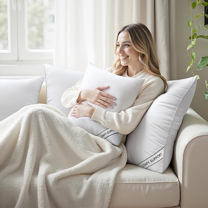 MIULEE 16x16 Inch Pillows Inserts, Pack of 2 Down Alternative Virgin Filling Comfy Support Throw Pillows for Sofa Couch Bed