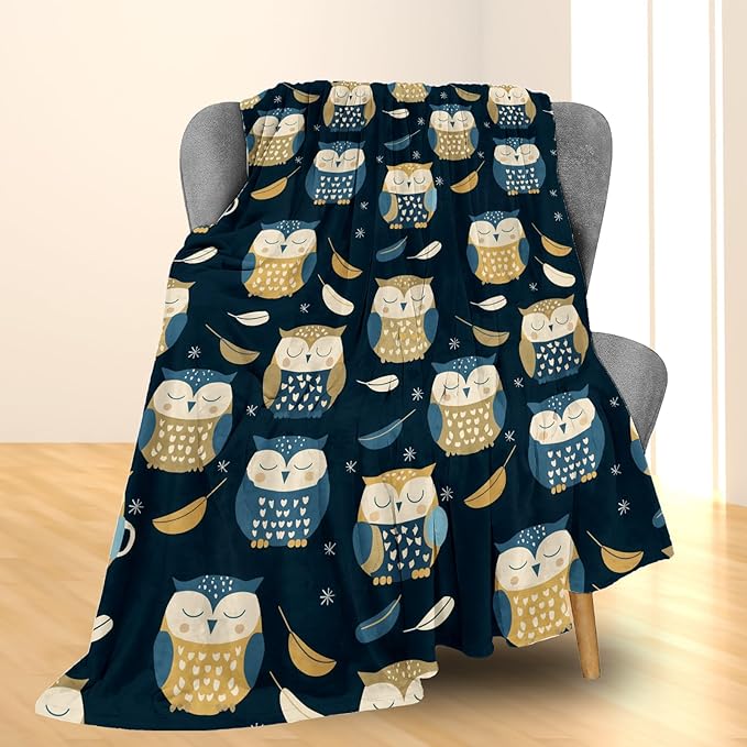 Cartoon Owl Blanket | Soft Warm Cozy Lightweight Flannel Throw Blanket Perfect for Couch, Bed, Decor, Travel & Outdoor Use, Fuzzy Blankets for Adults Kids Women Girls 50×40 in