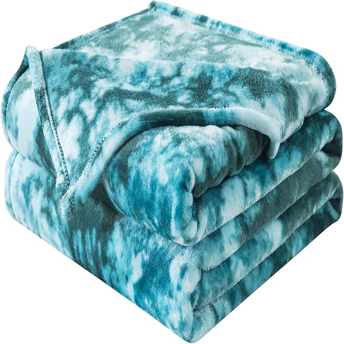 HOZY Fuzzy Throw Blanket Travel Size - Teal, Soft and Comfy, Plush and Furry Faux Fur, Reversible Throw Blankets for Sofa and Bed, 50x60 Inches,Teal