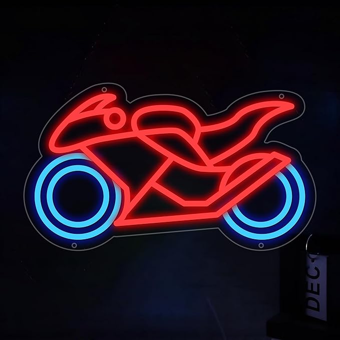 Motorcycle Neon Signs for Wall Decor, Motorcycle Racing Neon Lights for Man Cave Signs for Room Decor, Led Light Up Sign with USB Powered for Boys, Bar, Hotel, VIP Room, Home Decoration