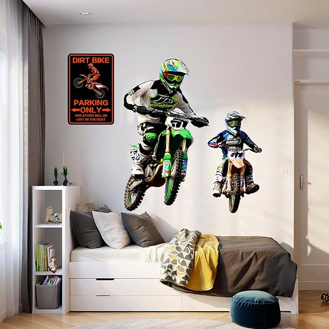 Dirty Bike Parking Only Sign, Dirt Bike Accessories Decor, Vintage Metal Dirtbike Signs