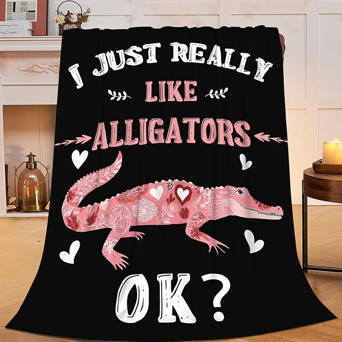 Crocodile Blanket for Girls Women Boys Men Adults Kids Soft Cozy Fleece Reptiles Alligator Throw Blankets Gifts Warm Flannel Plush Lightweight Decor for Couch Bed Sofa 80"X60"