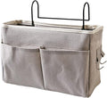 flexman Nightstand Hanging Bag, Hook Design Bedside Storage Pocket Organizer Basket with Metal Bracket and Wear Resistant Fabric for Kitchen Wardrobe Doors, Hanging Rods(Gray)