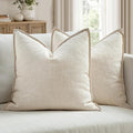 MIULEE Euro Sham Pillow Covers for Bed 26x26, 2 Pack Natural Beige Thick & Textured Decorative Throw Pillow Covers, Neutral Linen Cushion Cases, Modern Farmhouse Home Decor, No Filling