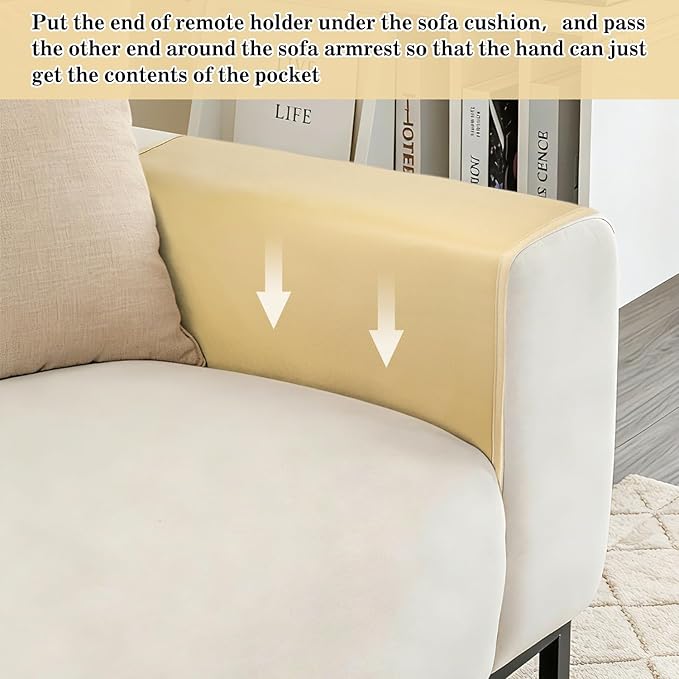 PU Leather Couch Organizer Caddy Sofa Armrest Organizer, Remote Control Holder for Recliner, Waterproof Armchair Caddy with 6 Pockets Storage for Magazine, Tablet, Phone (Earth Yellow)