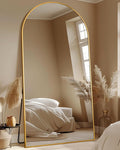 Full Length Mirror with Stand, 81"x41" Arched Full Body Mirror, Large Stand Up Mirrors, Aluminum Frame Floor Standing Mirrors, Freestanding Hanging Leaning Mounted for Bedroom Living Room,Gold