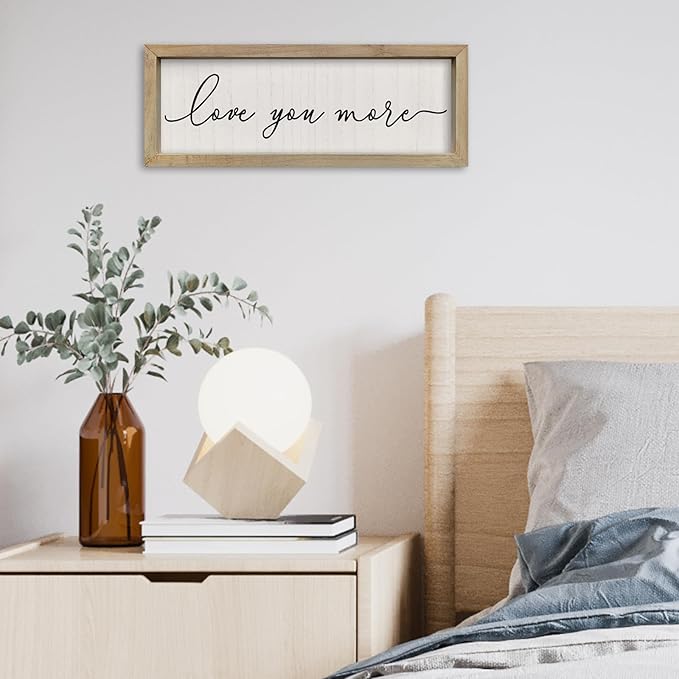 SRSZHIYUE I Love You More Sign16 X6 Vintage Love Quotes Theme Couples Wall Decor Framed Wood Above Over Bed for Master Bedroom Minimalist Wedding Gift Wall Art Hanging (Wood)