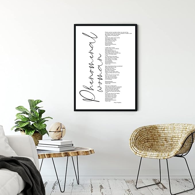 Maya Angelou Quotes Wall Art Decor Black Woman Canvas Art Phenomenal Women Wall Decor Office Artwork Pictures Black People Inspirational Posters Prints for Office 16x24 Inch Unframed
