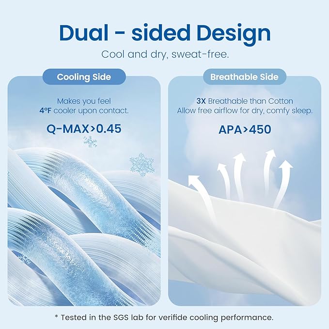 Cozy Bliss Cooling Comforter King Size, Reversible Lightweight Cooling Blankets for Hot Sleepers and Night Sweats, Q-Max>0.45 Soft Breathable Silky Smooth Summer Comforter, Snow Ivory, 106"x90"