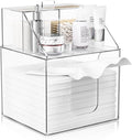 Disposable Facial Towels Storage Box Compatible with Clean Skin Club Clean Towel XL-Cotton Pads-Swabs Upgraded Double Layer Face Towel Holder Acrylic Storage Container Valentine's Day Gifts