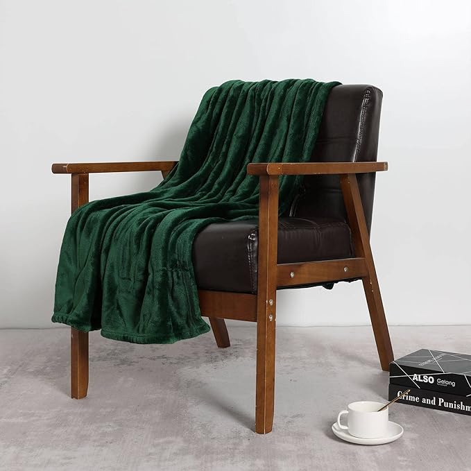 NANPIPER Fleece Blankets, Super Soft Flannel Fuzzy Blanket for Couch, Luxury Cozy Lightweight Microfiber Dog Blanket-Throw Size,Olive Green
