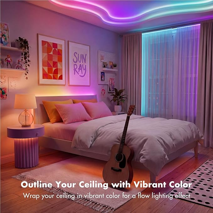 IC Smart RGB LED Strip Lights, 166FT LED Lights for Bedroom, App Control/Remote Control, Music Sync, DIY Design, Rainbow Chasing Effects, Strip Lights for Home, Party Decor