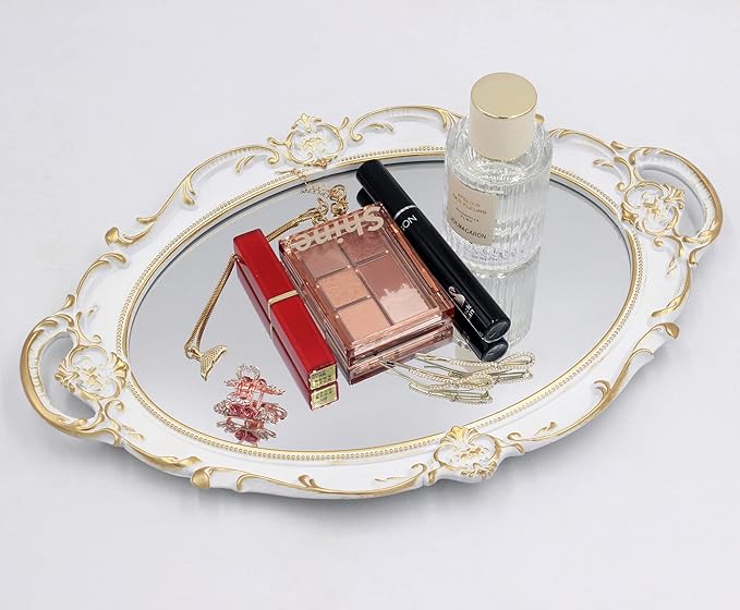 Vintage Mirror Small Wall Mirror 14.5 x 10 inchs Oval White
