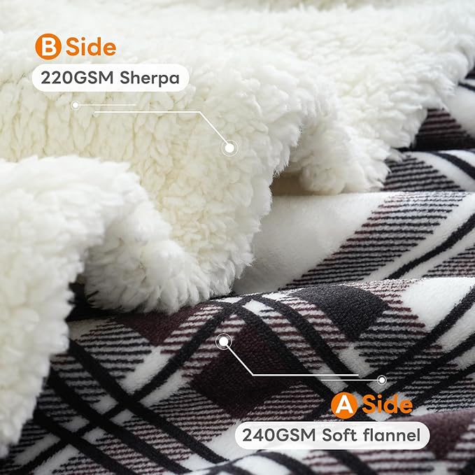 Sherpa Fleece Throw Blanket for Couch, Fluffy Plush Warm Fuzzy Blanket for Women and Men, Cozy Thick Soft Twin Blanket for Bed(Gray-2, 80"*90")