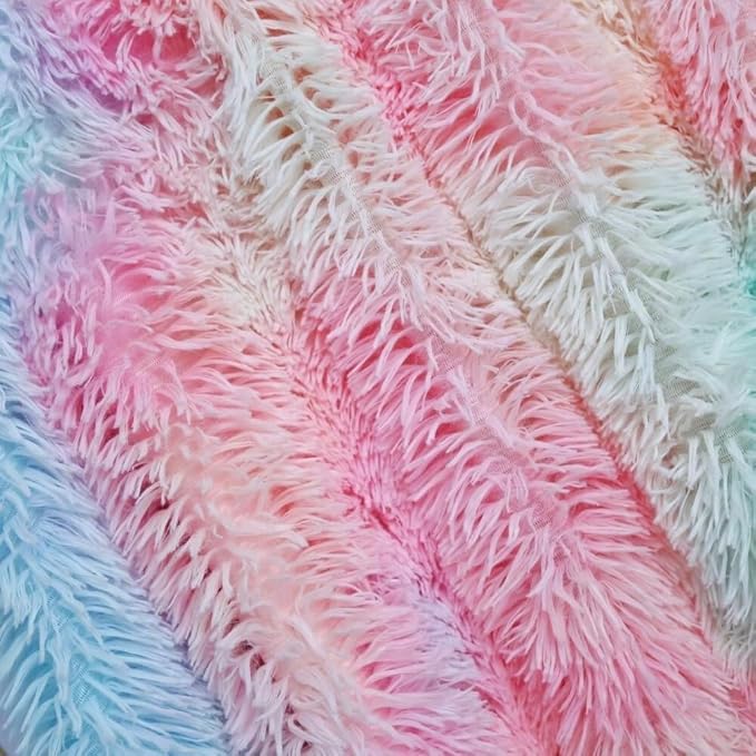 Plush Super Soft Blanket Colorful Bedding Sofa Cover Furry Fuzzy Fur Warm Throw Qulit Cozy Couch Blanket for Winter (63"x79", Rainbow)