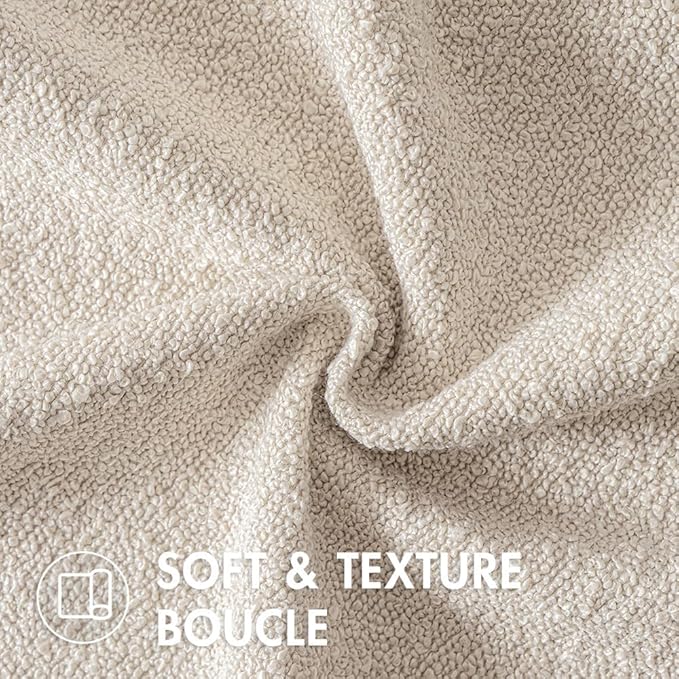 MIULEE Textured Boucle Throw Pillow Cover Beige Accent Solid Lumbar Pillow Case Decorative Soft Pack of 1 Couch Cushion Chair Sofa Bedroom Livingroom Home Decor,20.x14 Inch